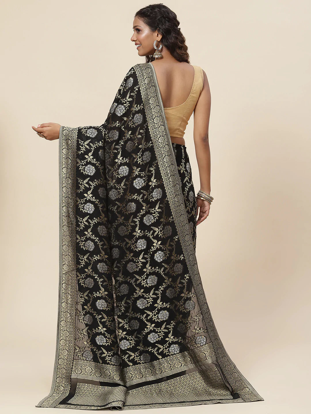 Zari Border Booti Handloom Woven Saree