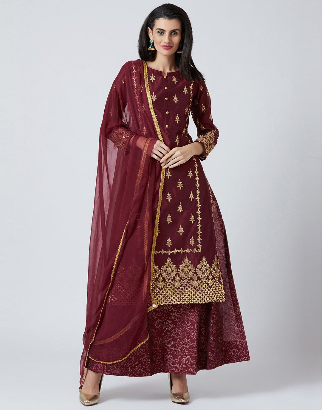 Navy Blue Cotton Chanderi Salwar Kameez