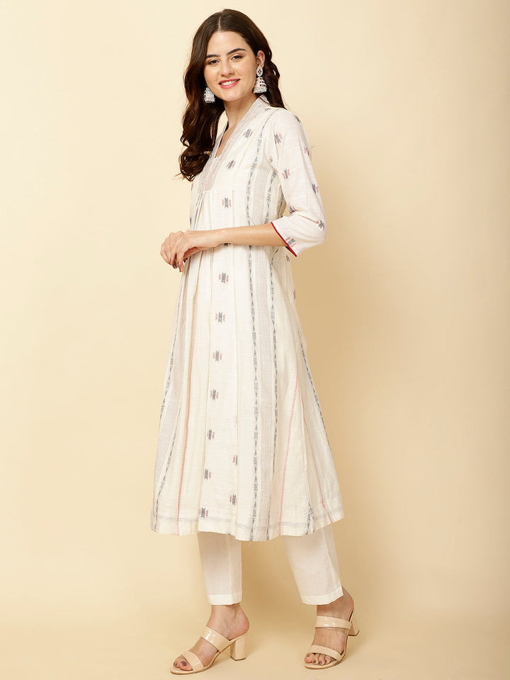 Woven Cotton Kurta With Pants