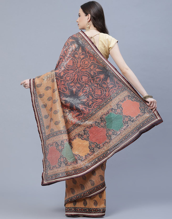 Printed Organza Saree with Sequence Work