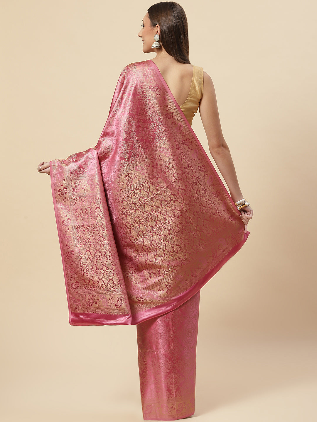 Zari Jaal Satin Woven Saree