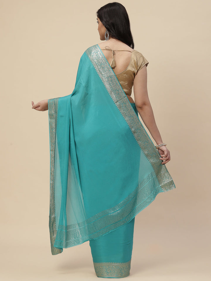 Zari Border Crepe Plain Saree