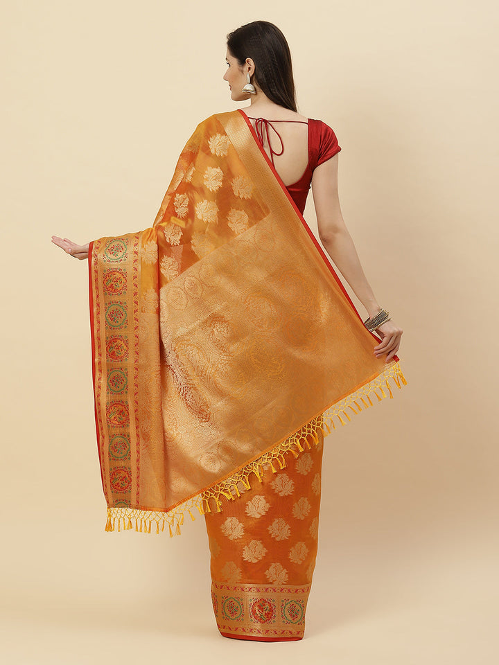Zari Border Booti Cotton Woven Saree