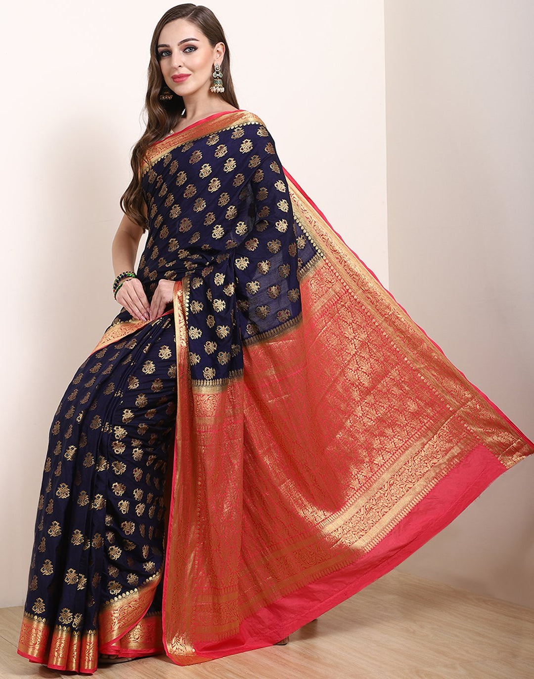 MBZ Meena Bazaar-Mustard Art Handloom Saree