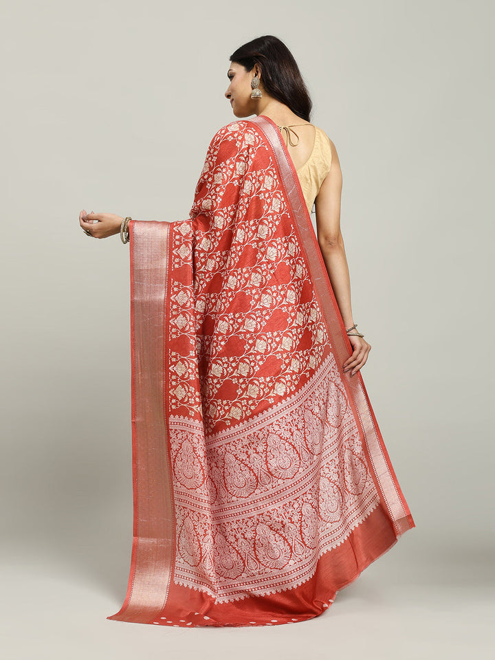 Ajrak Printed Cotton Blend Woven Saree