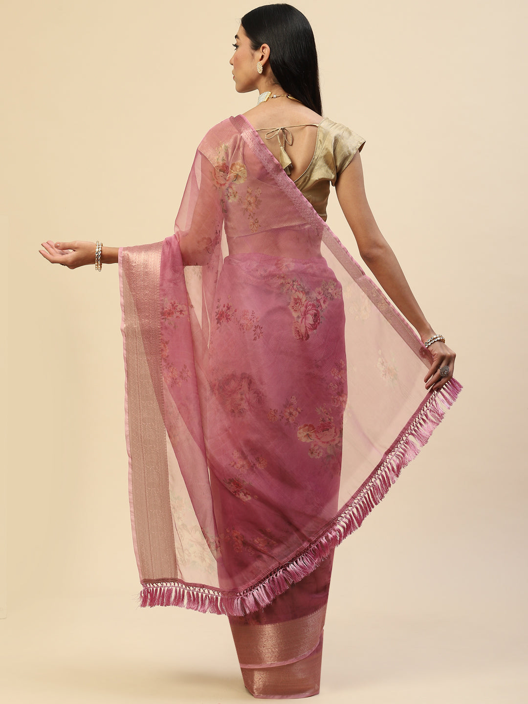 Floral Digital Printed Organza Saree