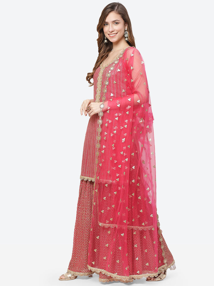 Sequenece Georgette Stitched Salwar Kameez With Net Dupatta