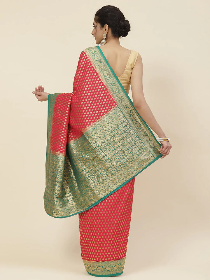 Zari Booti Crepe Plain Saree