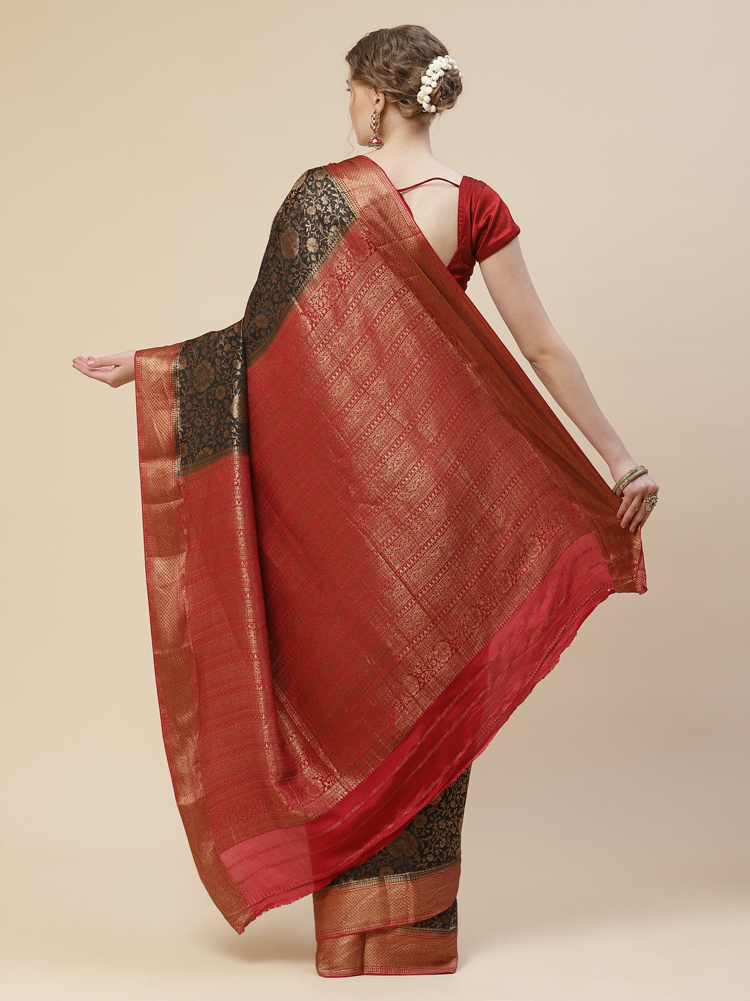 Brocade Crepe Plain Saree