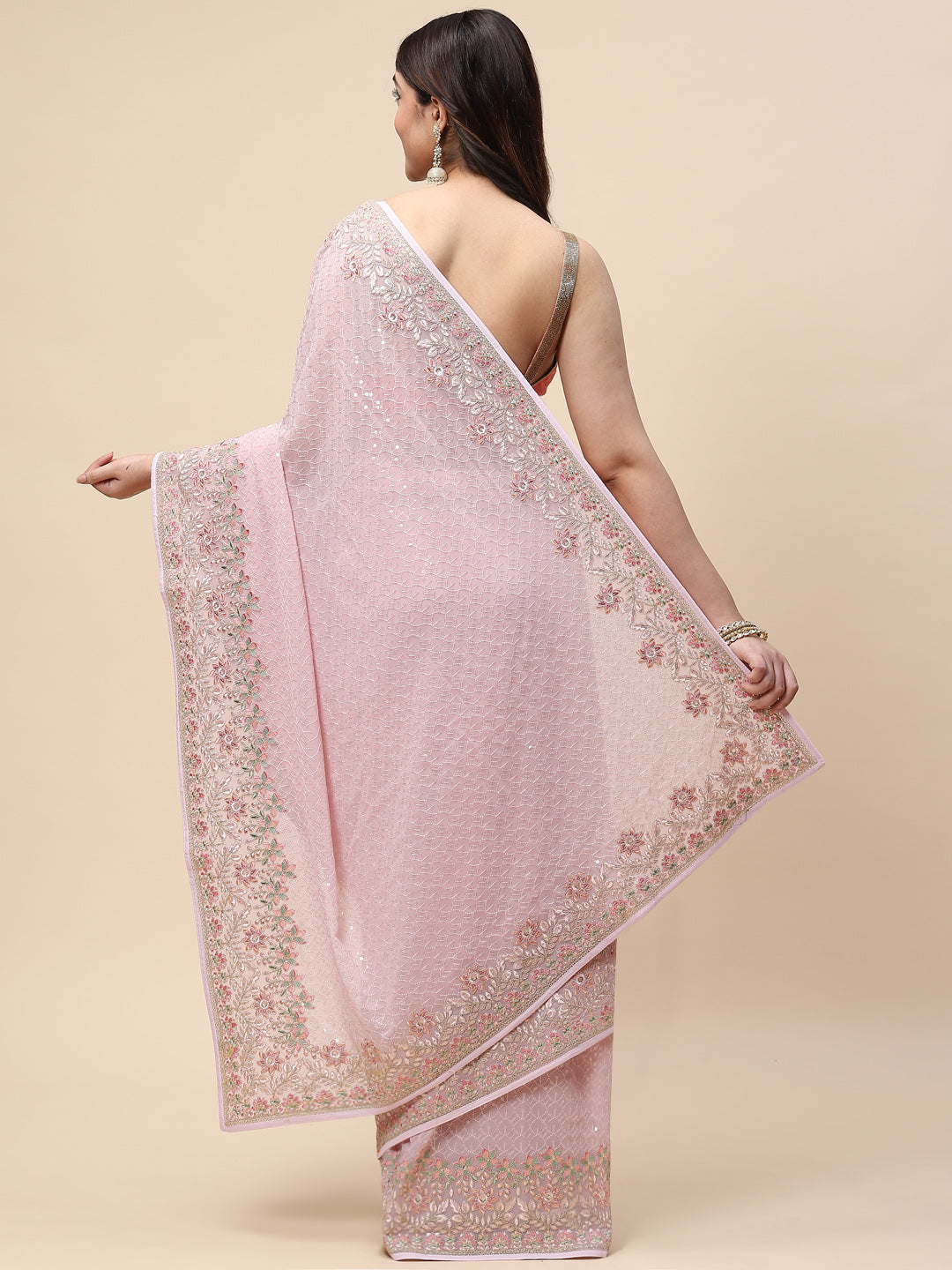 Sequin Embroidered Georgette Saree