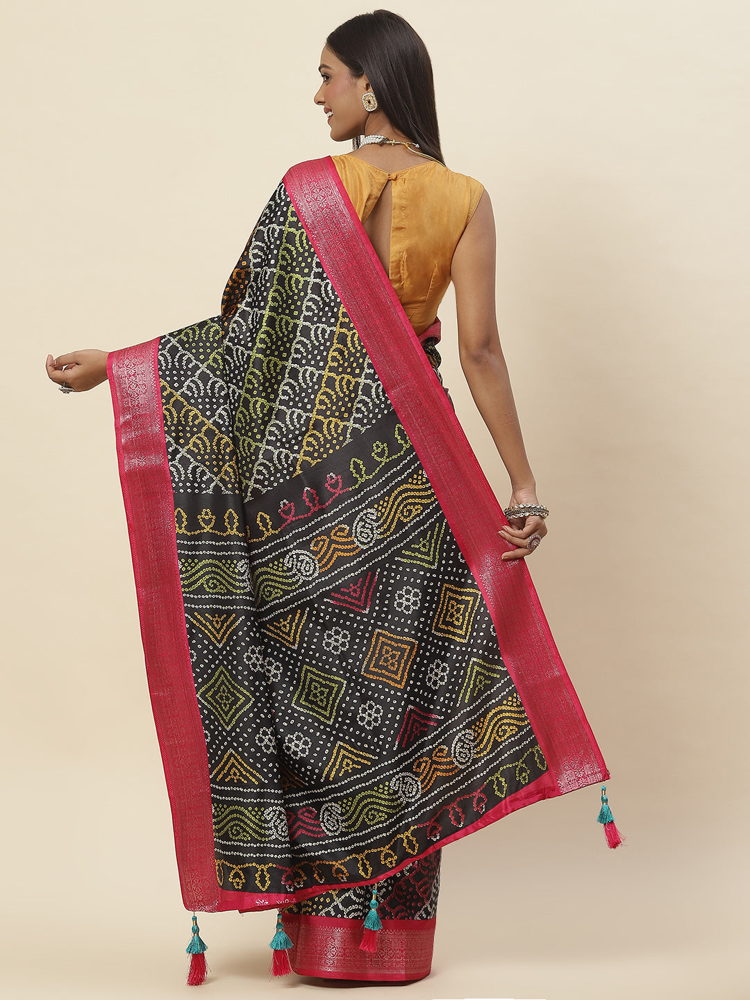 Zari Border Printed Handloom Saree