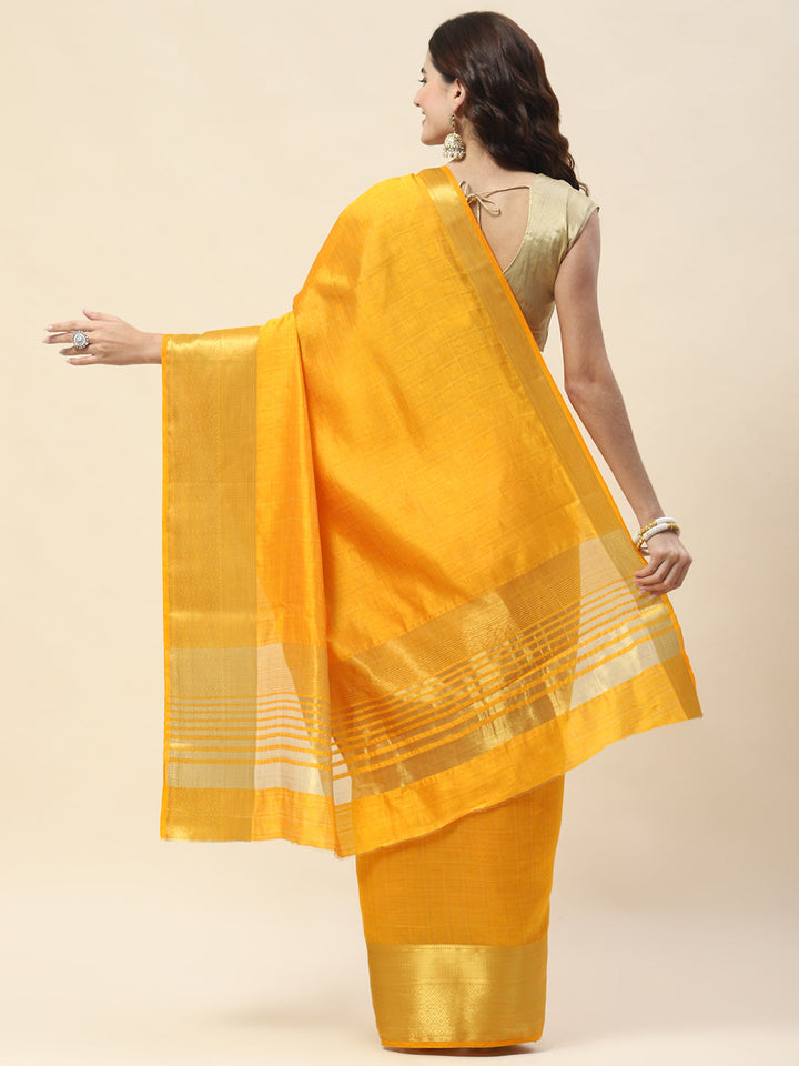 Plain Zari Border Woven Handloom Saree