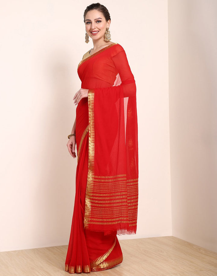 MBZ Meena Bazaar-Navy Blue Art Chiffon Saree