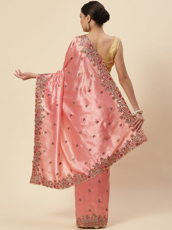 Floral Resham Booti Crepe Saree