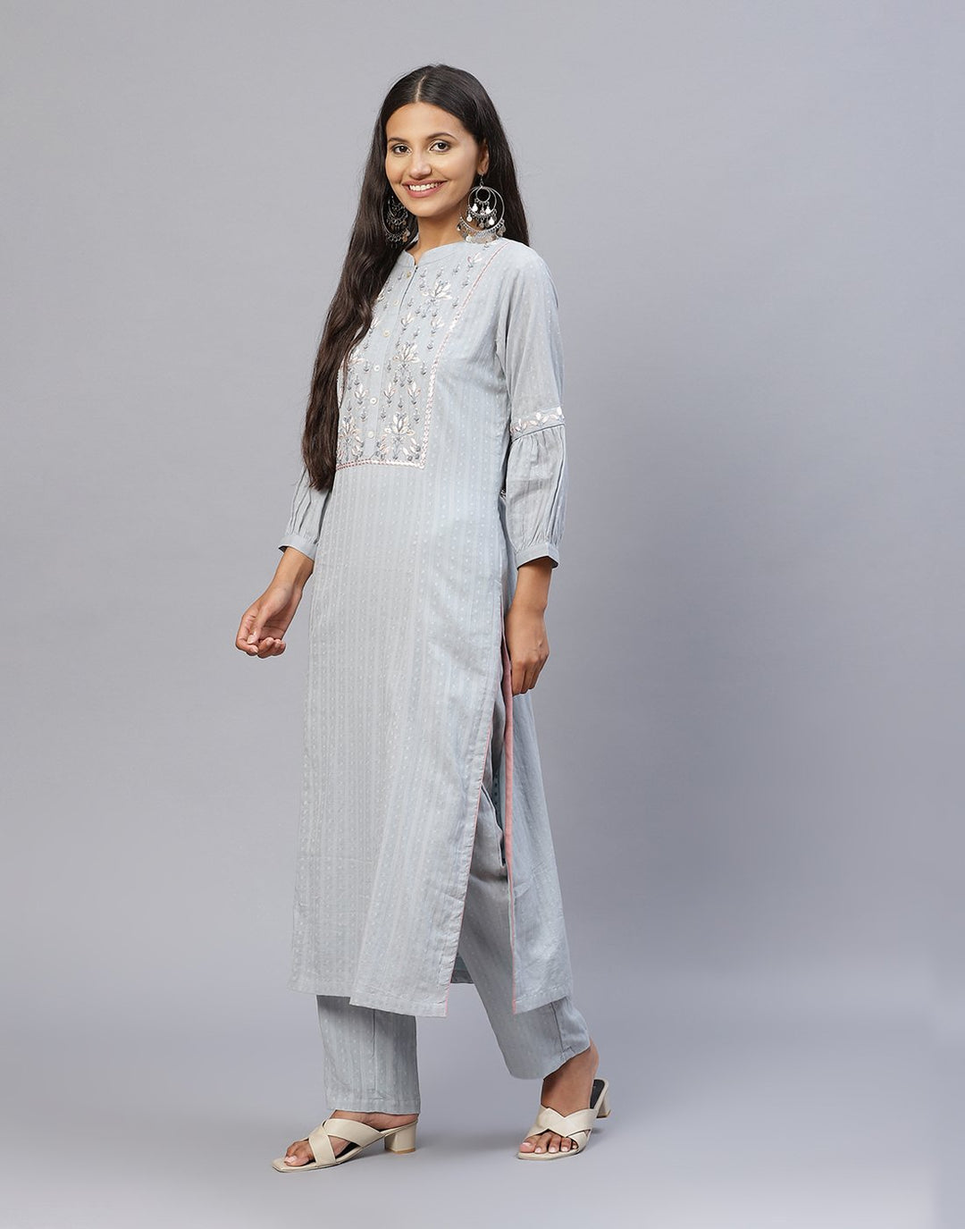 Yoke Embroidered Kurti Pant Set