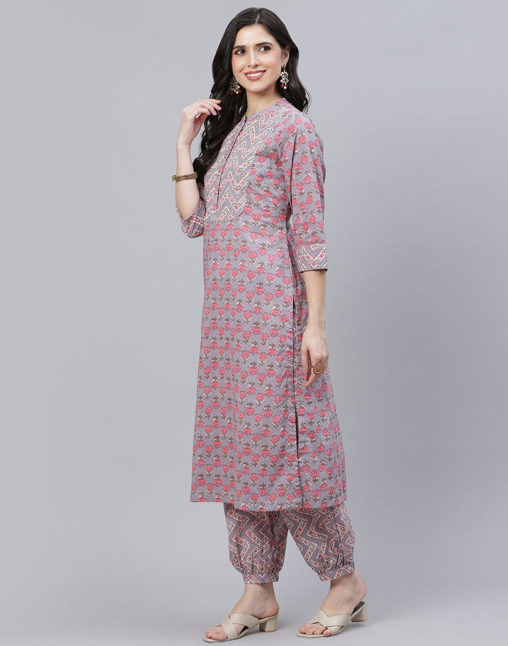 Printed Cotton Kurti with Afgani Pant