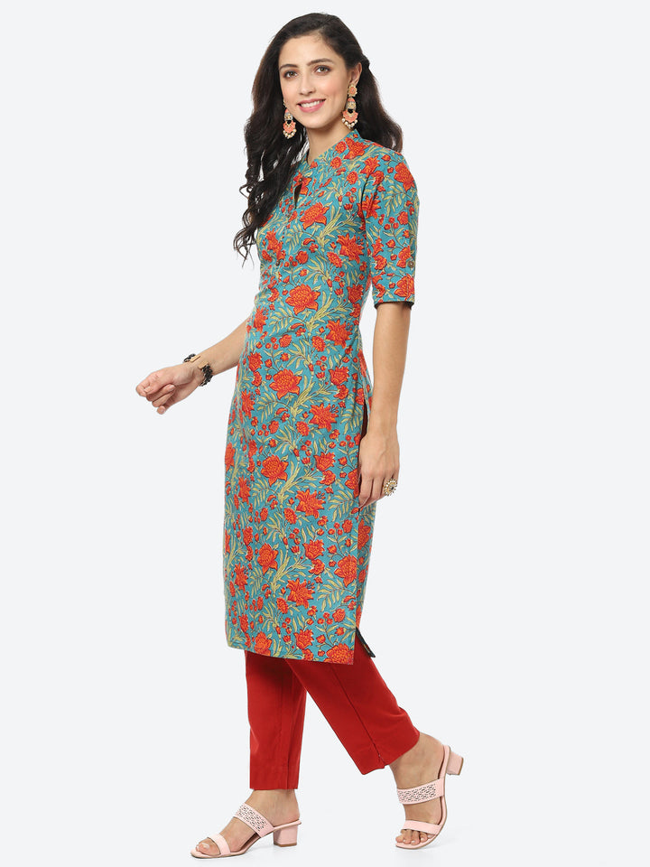 Floral Printed Cotton Kurti