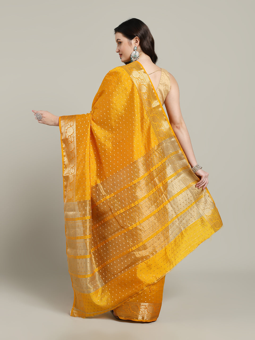 Zari Border Booti Art Silk Woven Saree