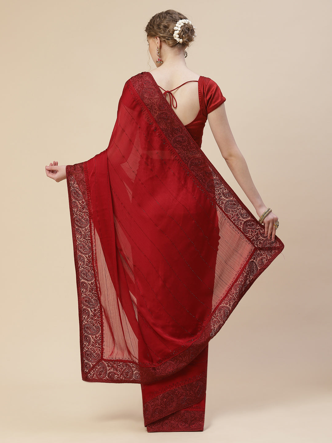 Resham Border Chiffon Embroidered Saree