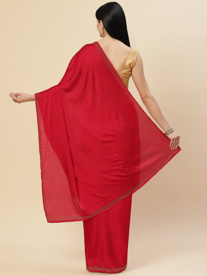 Stone Embroidered Satin Saree