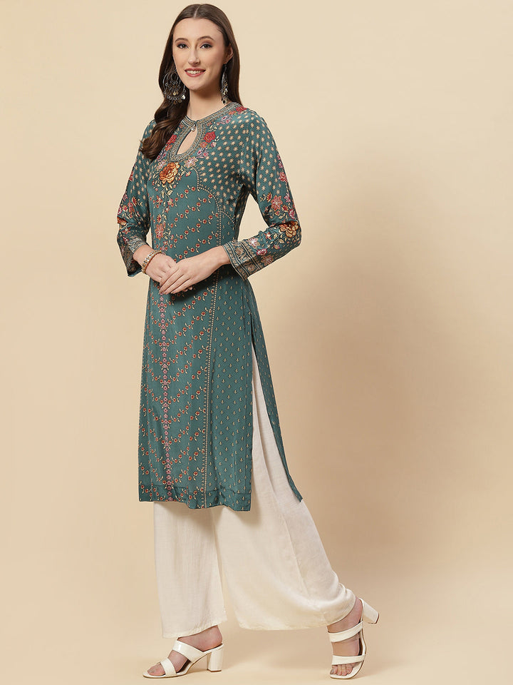 Floral Printed Crepe Kurta