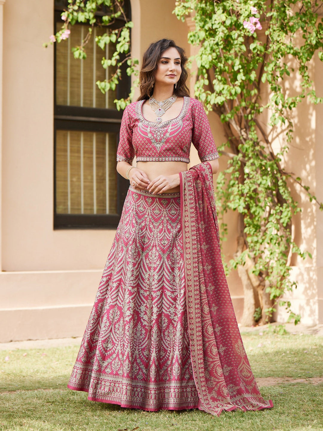 Floral Digital Printed Choli With Lehenga &amp; Georgette Dupatta