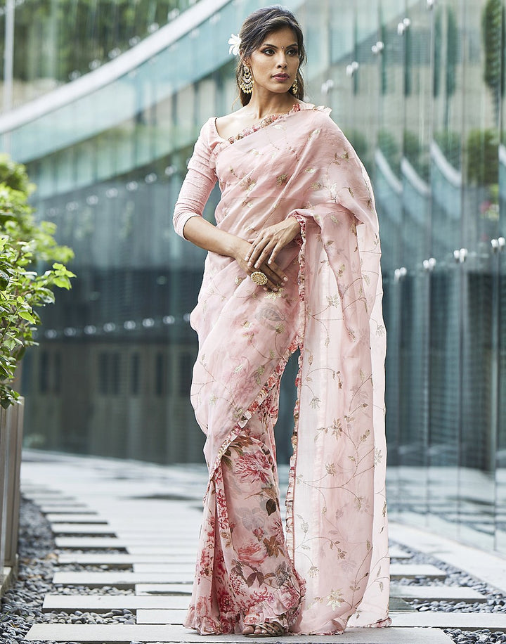 Organza kora printed Saree