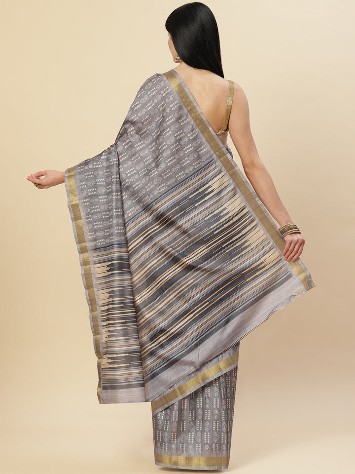 Printed Booti Tussar Saree