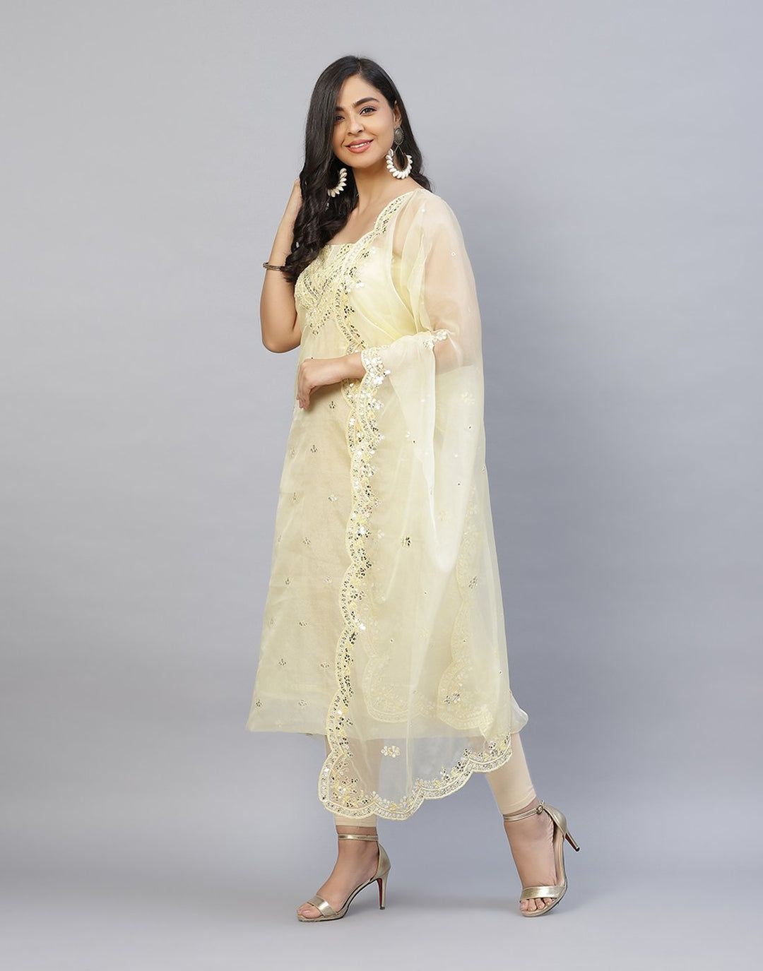 Embroidered Organza Kora Suit Piece