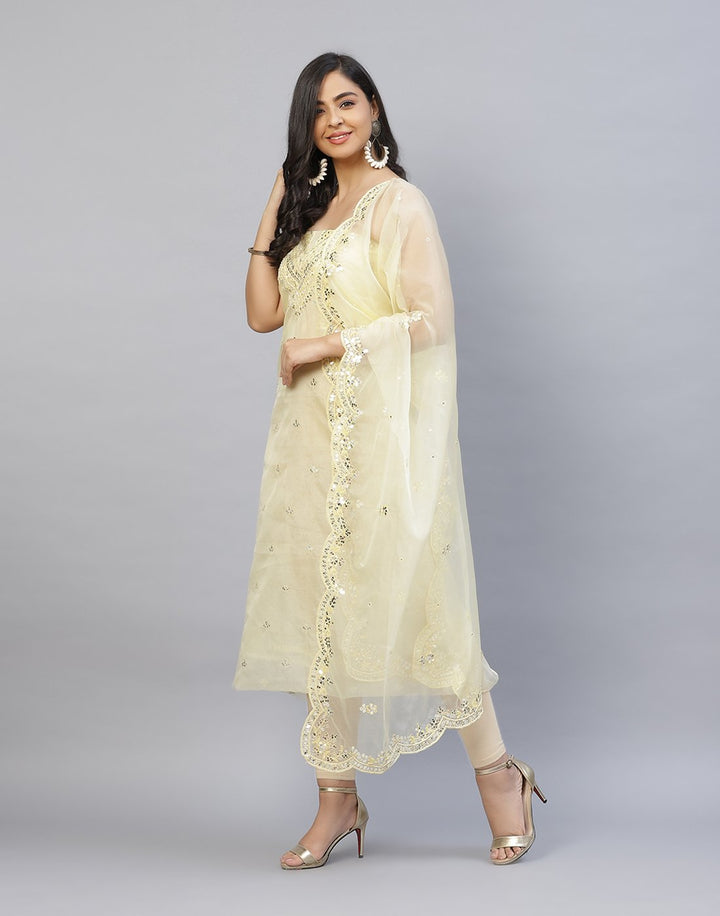 Embroidered Organza Kora Suit Piece