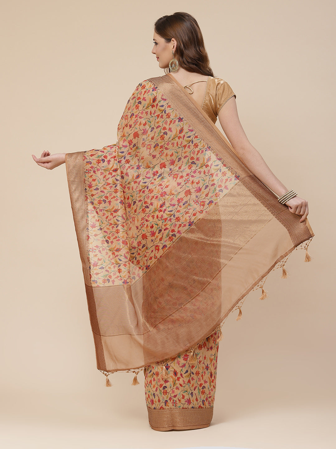 Printed Banarasi Border Pallu Cotton Saree