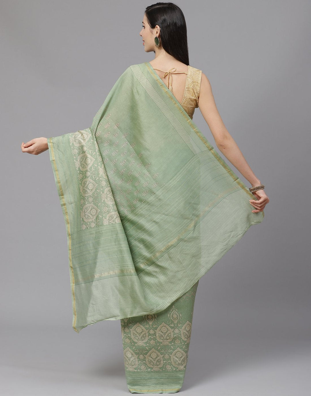 Kantha  Border Printed Cotton Saree