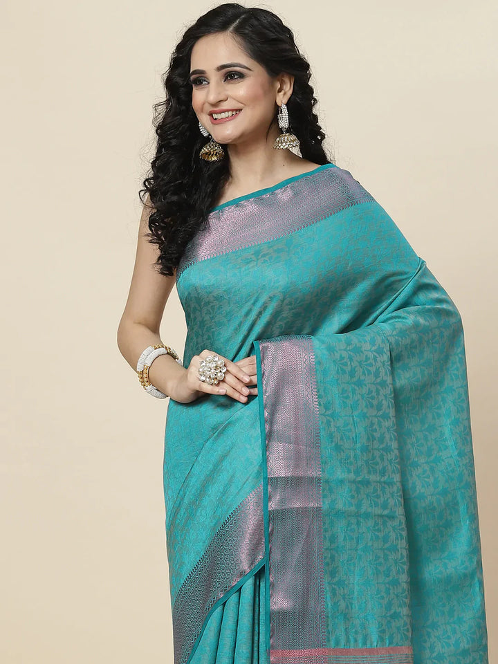 Plain Zari Border Handloom Woven Saree