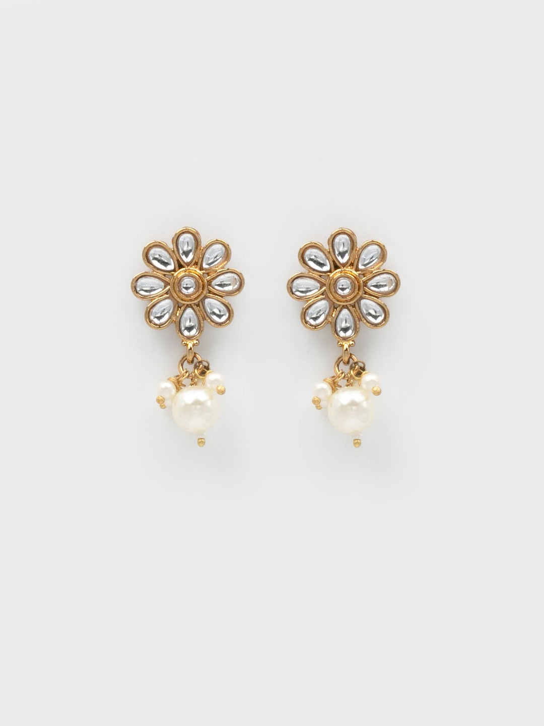 Gold &amp; White Drop &amp; Dangler Earrings