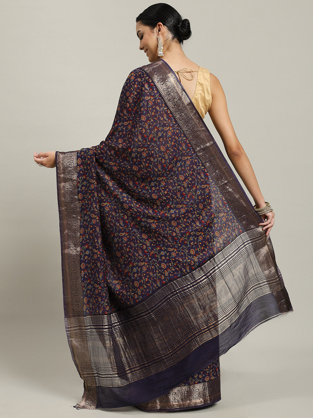 Digital Printed Cotton Blend Woven Saree