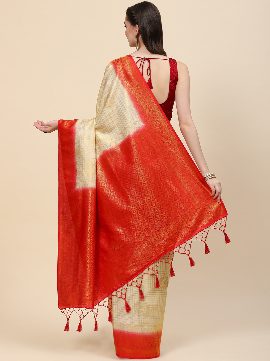 Zari Jaal Handloom Woven Saree