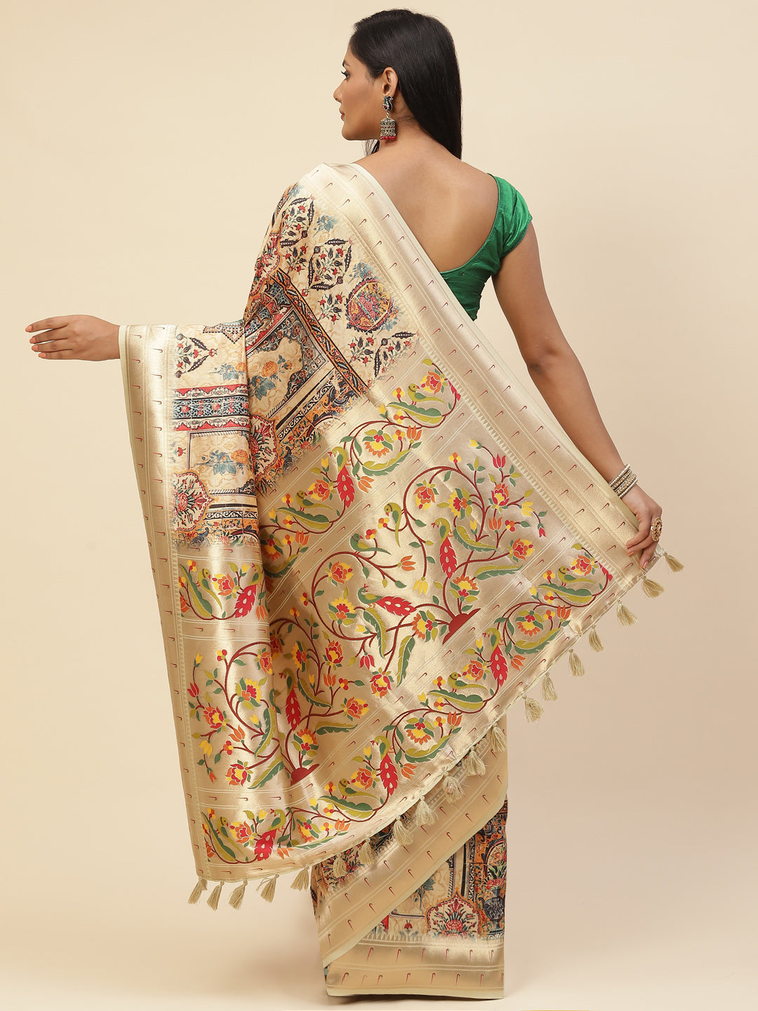 Digital Printed Satin Saree