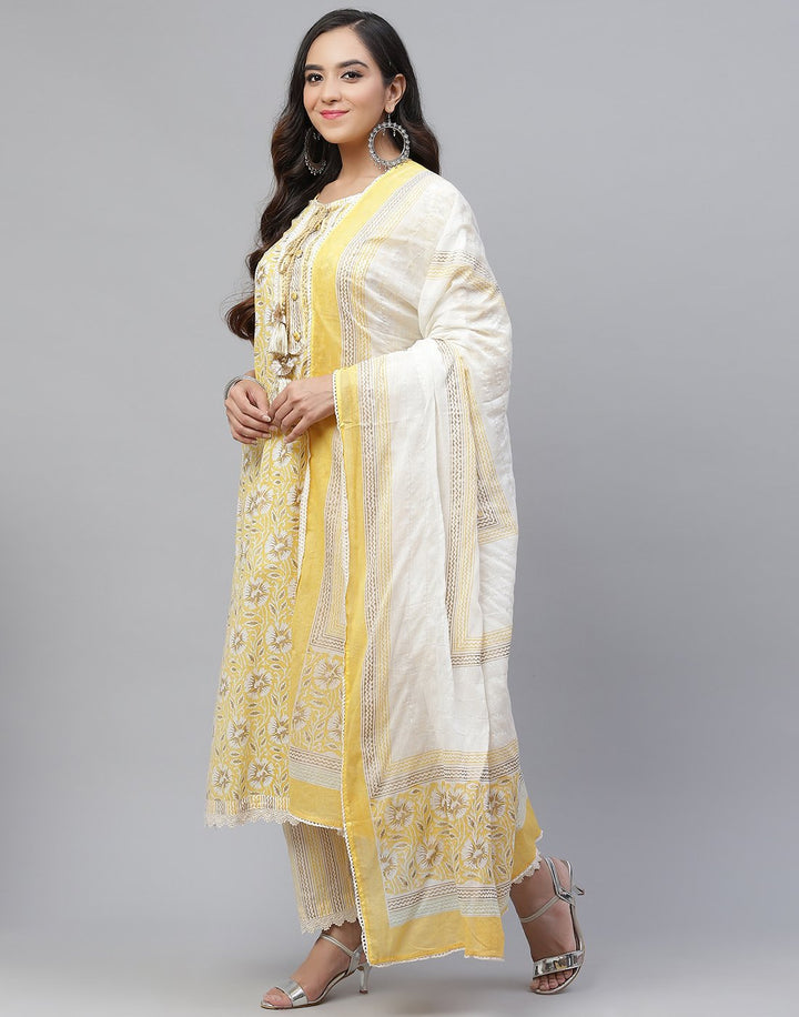 Printed Stitched Cotton Salwar Kameez With Dupatta