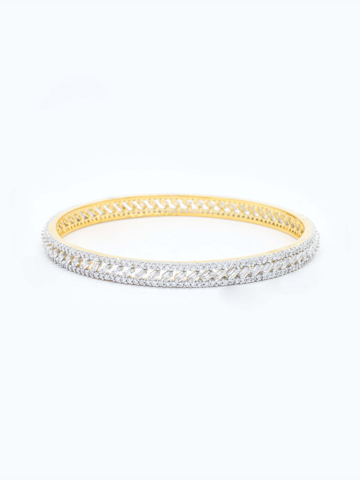 Silver &amp; White AD Bangle Set