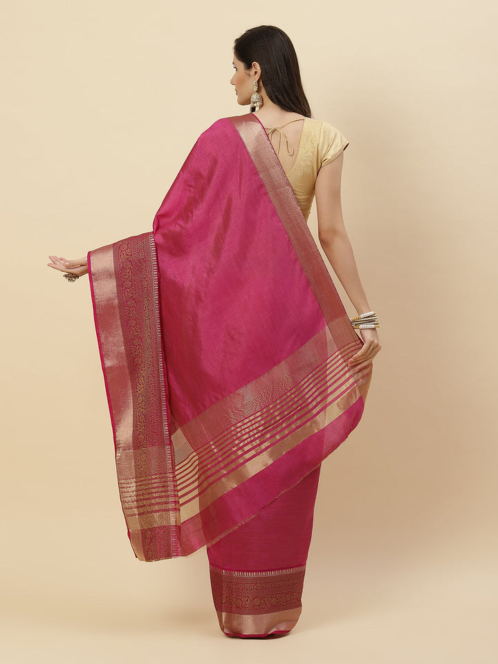 Plain Zari Border Handloom Woven Saree