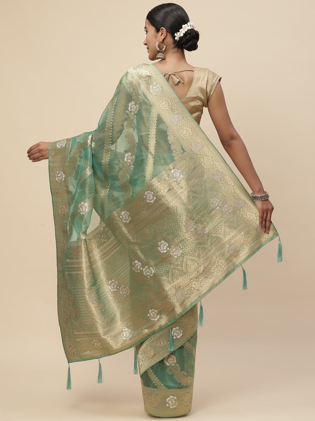 Zari Jaal Cotton Woven Saree
