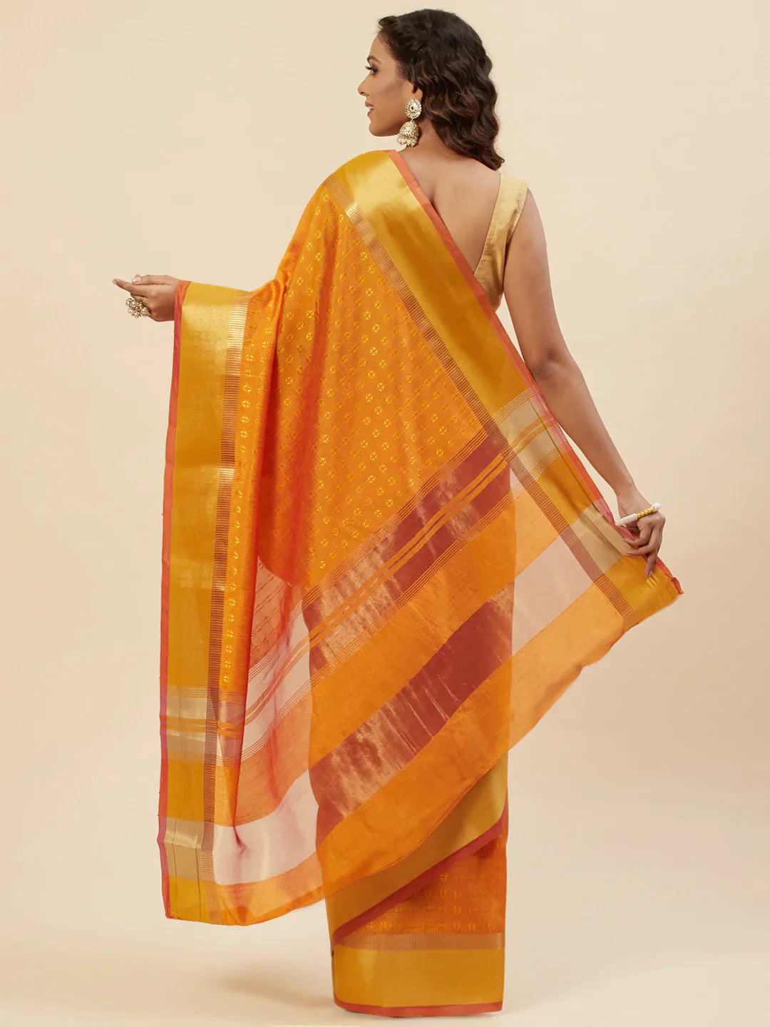 Plain Zari Border Handloom Woven Saree