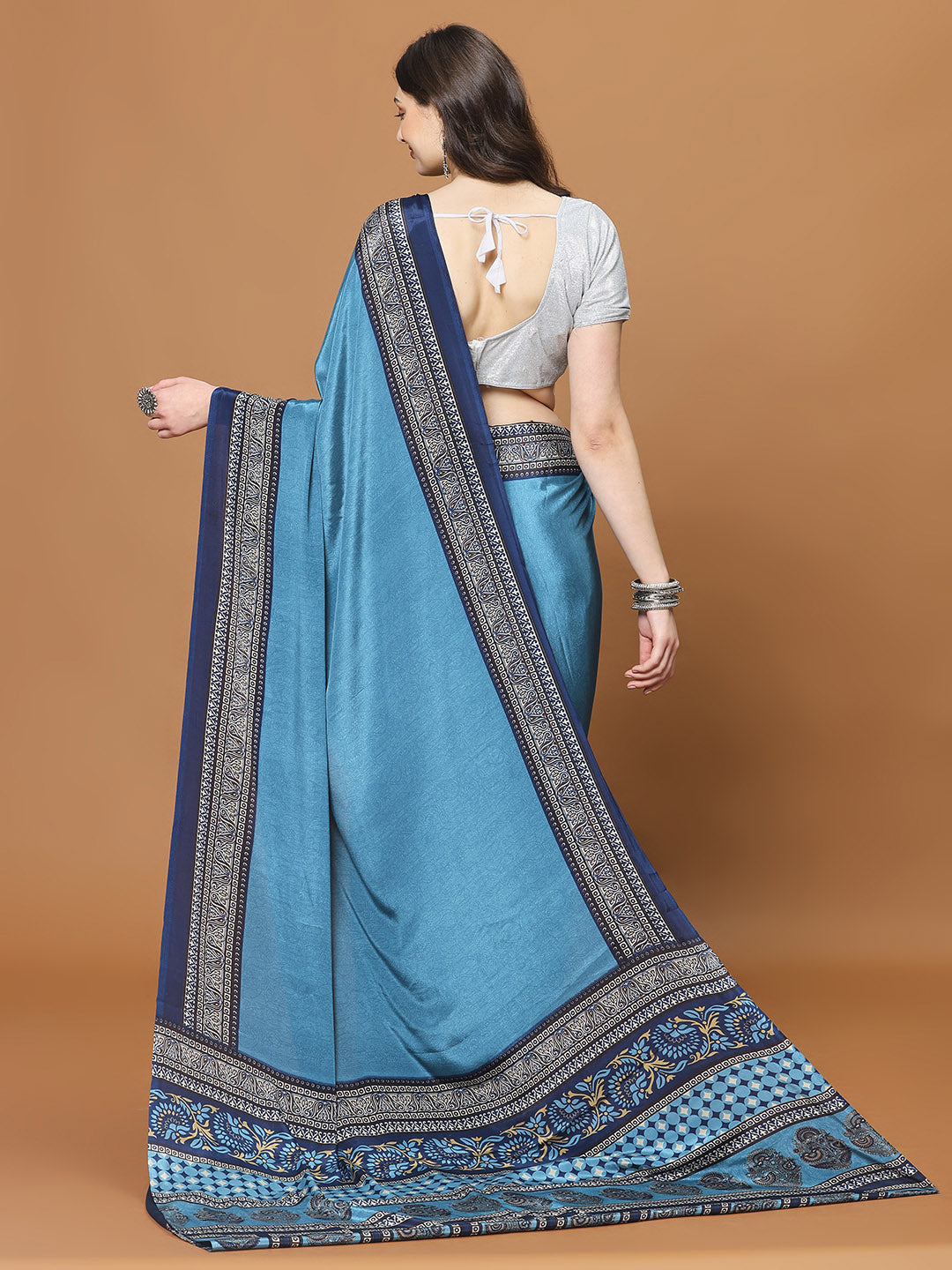 Floral Printed Crepe Woven Saree