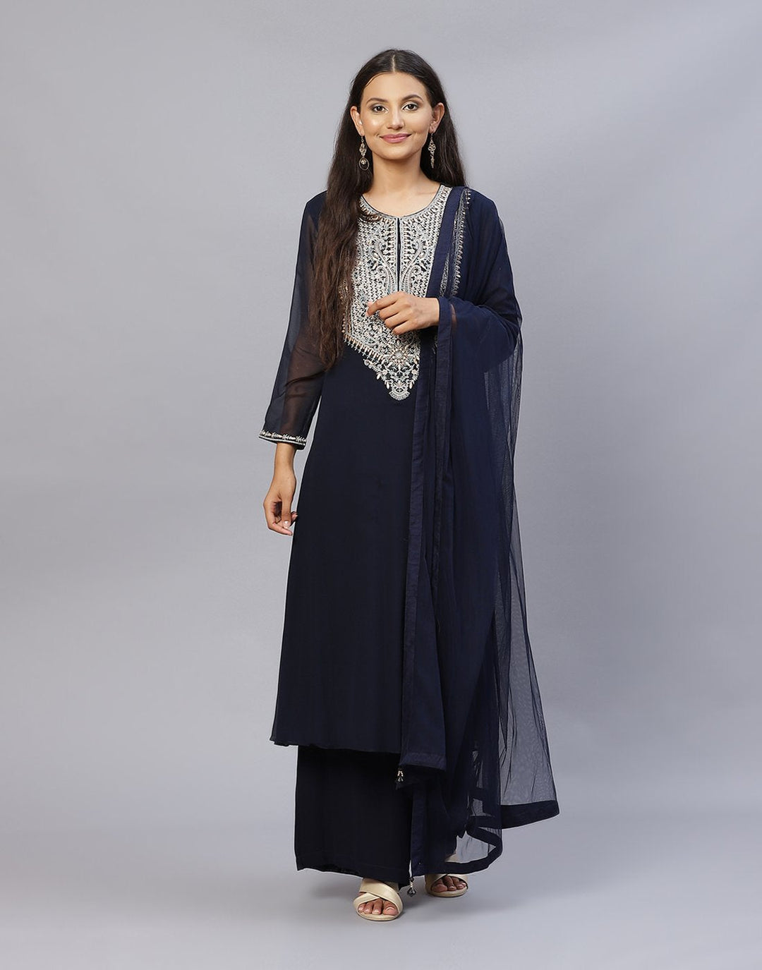 Georgette Kurti Palazzo with Dupatta