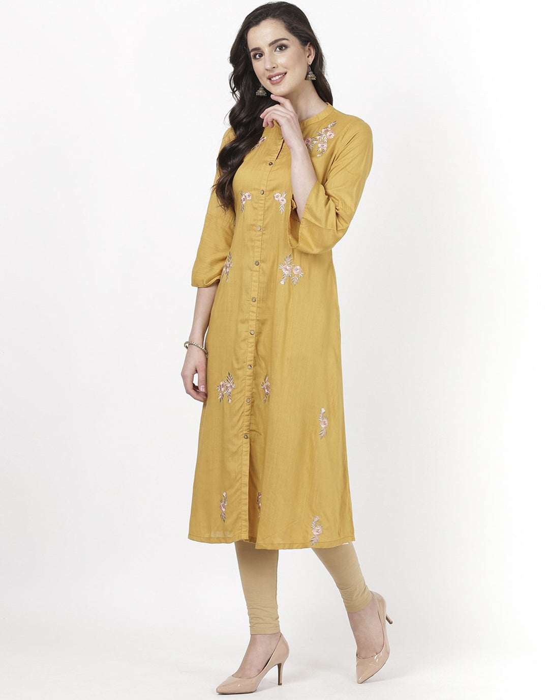 MBZ Meena Bazaar-Wine Cotton Kurti