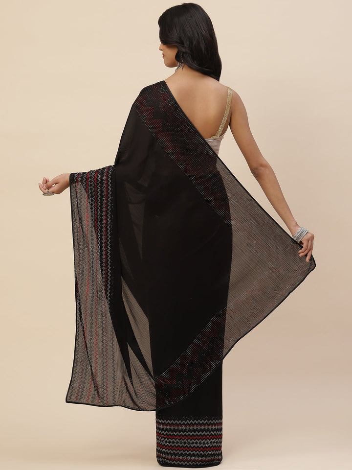 Stone Embroidered Crepe Saree