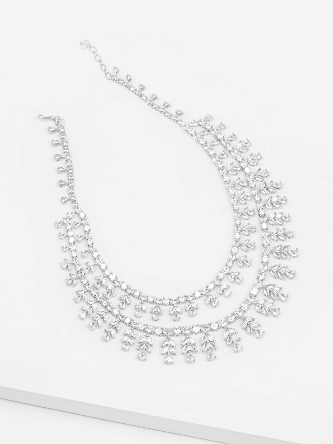 AD Silver Necklace With Earrings