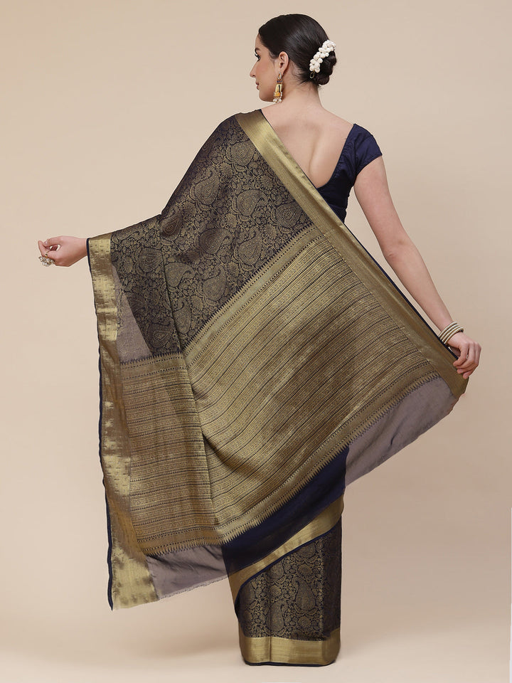 Light Brocade Georgette Plain Saree