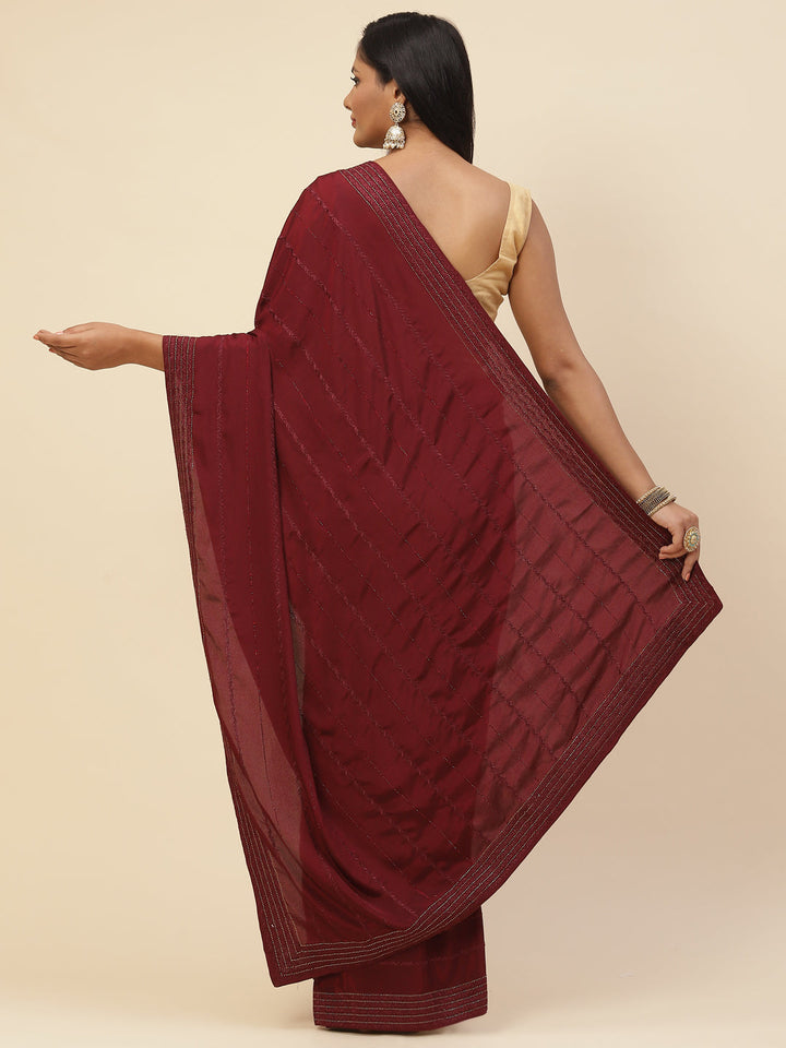 Swarovski Embroidered Crepe Saree