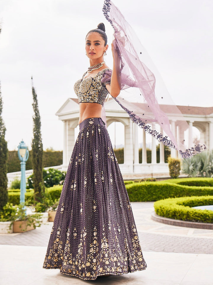 Sequin Embroidered Georgette Choli With Lehenga